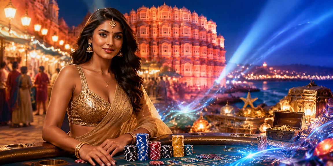 Evening cityscape of Jaipur with sports betting deposit focus